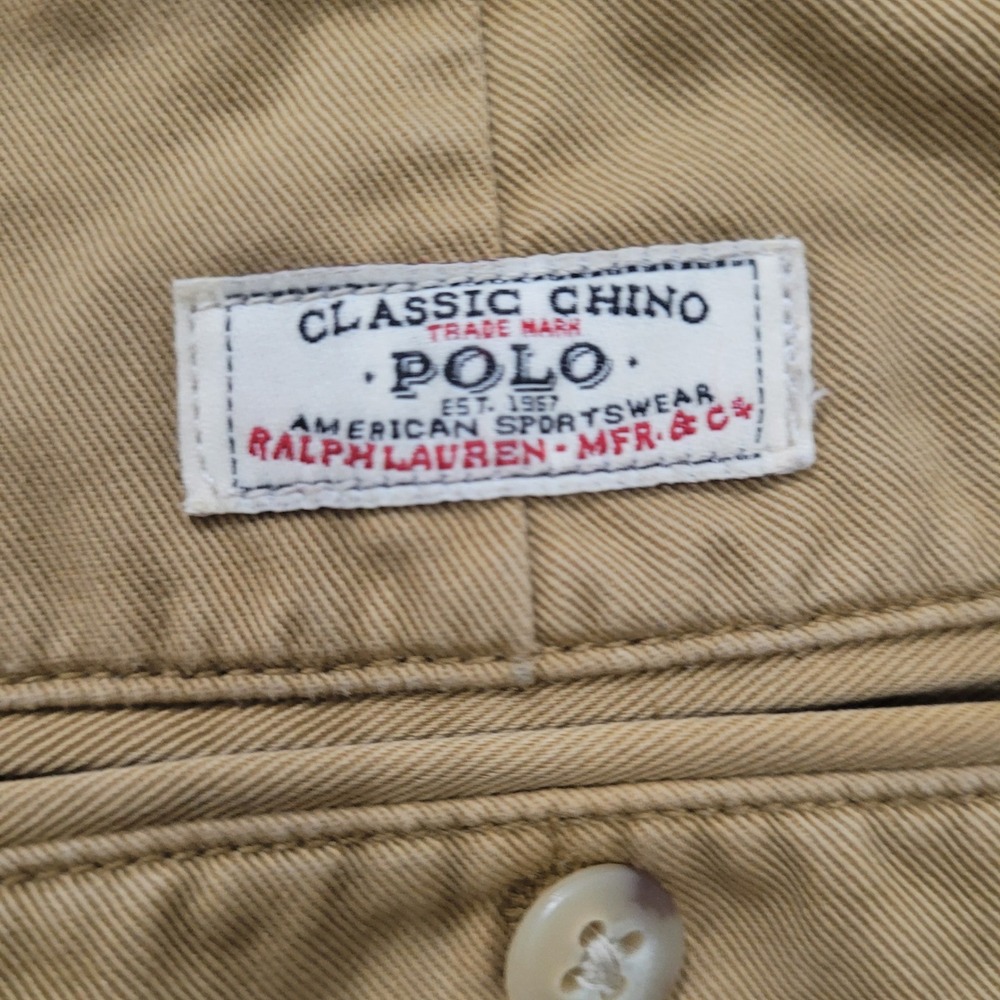 Polo Ralph Lauren FLAW Andrew Pant Mens Khaki Tan Double Pleated Chino Trousers - Picture 8 of 9